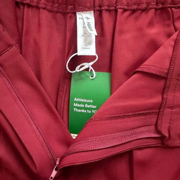 Halara Red Flex High Waisted Zipper Pocket Shirred Straight Leg Work Pants XL - Picture 8 of 13